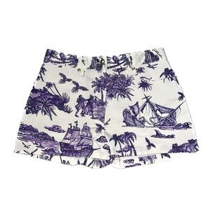 Just Cavalli Roberto Cavalli Rare Purple and White Printed High Rise Shorts